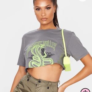 Grey Snake Cropped T Shirt | Pretty little Thing